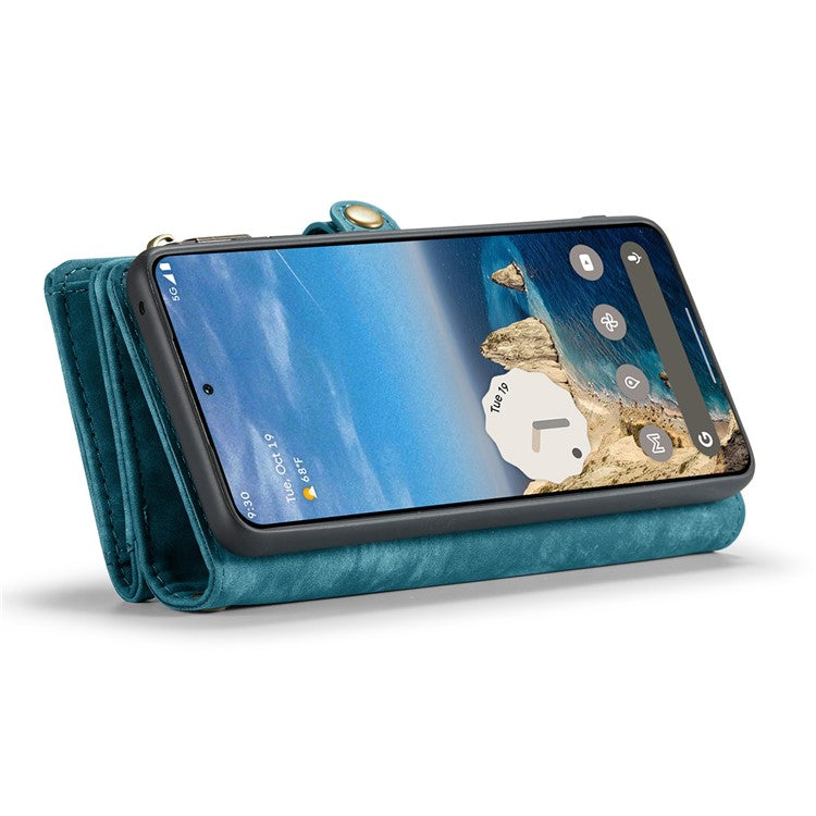 CASEME 008 Series for Google Pixel 9 / Pixel 9 Pro Case Leather Phone Cover Zipper Pocket Wallet - Blue