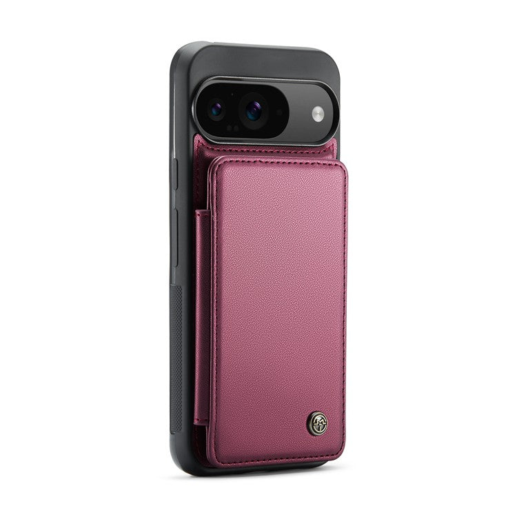 CASEME C22 Series For Google Pixel 9 / Pixel 9 Pro Case Leather+TPU Cover RFID Blocking Card Slots - Red