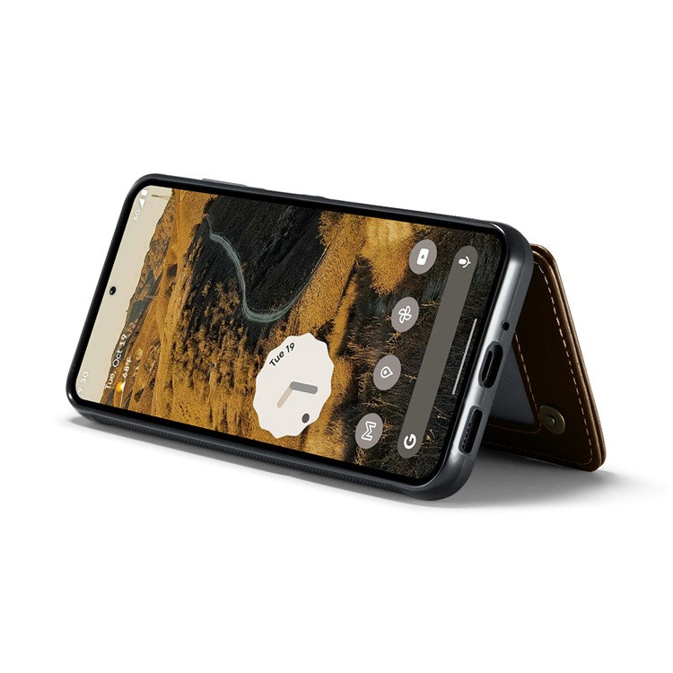 CASEME C22 Series For Google Pixel 9 / Pixel 9 Pro Case Leather+TPU Cover RFID Blocking Card Slots - Brown