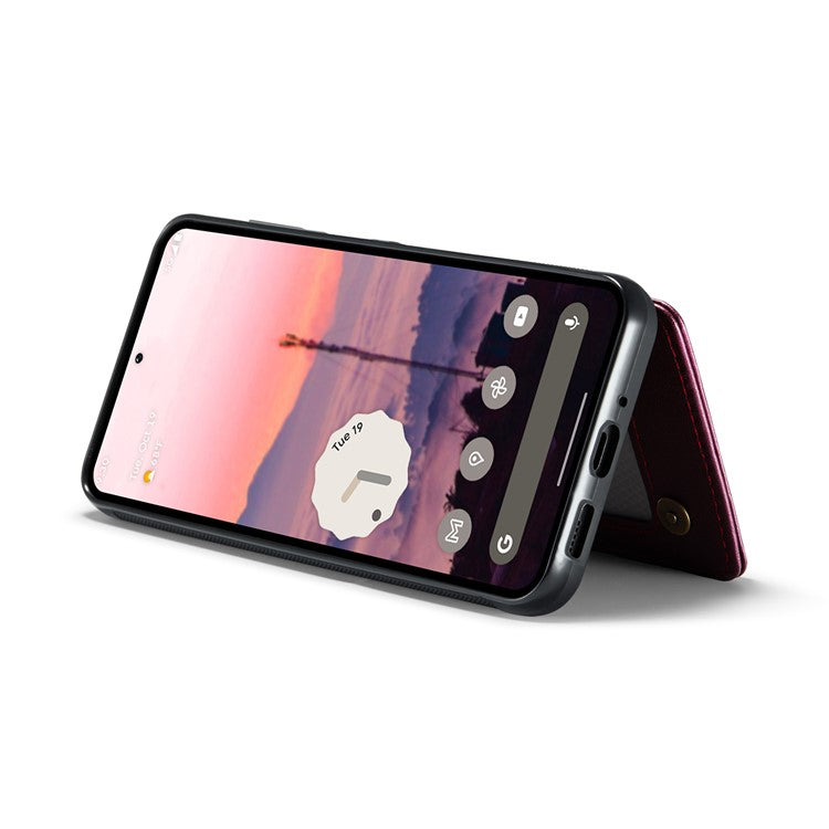 CASEME C22 Series For Google Pixel 9 Pro XL Case Leather+TPU Cover RFID Blocking Card Slots - Red