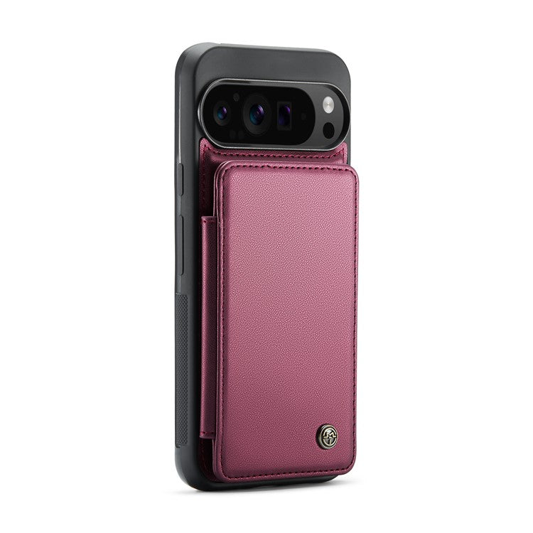 CASEME C22 Series For Google Pixel 9 Pro XL Case Leather+TPU Cover RFID Blocking Card Slots - Red