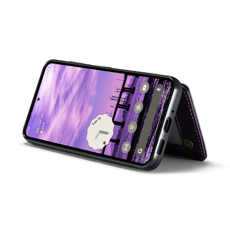 CASEME C22 Series For Google Pixel 9 Pro XL Case Leather+TPU Cover RFID Blocking Card Slots - Purple