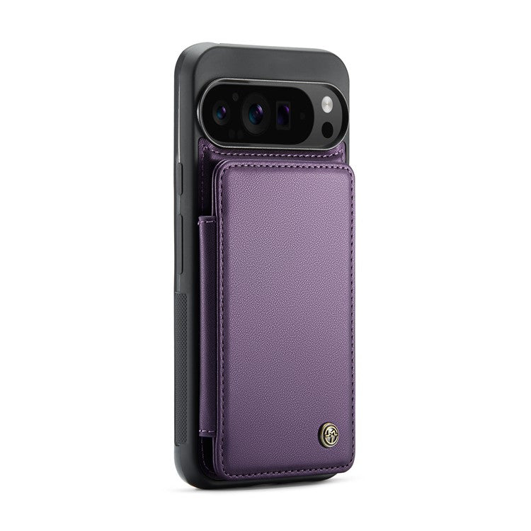 CASEME C22 Series For Google Pixel 9 Pro XL Case Leather+TPU Cover RFID Blocking Card Slots - Purple