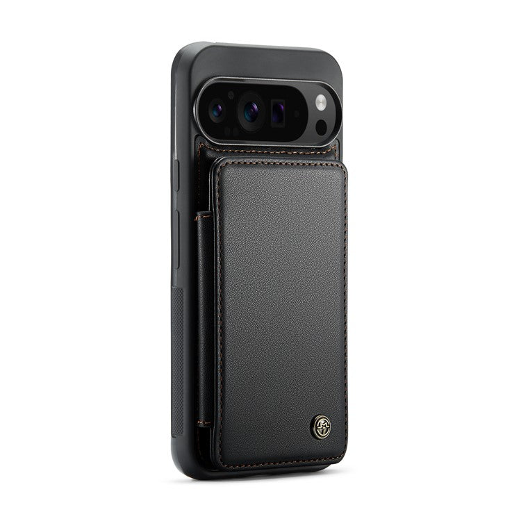 CASEME C22 Series For Google Pixel 9 Pro XL Case Leather+TPU Cover RFID Blocking Card Slots - Black
