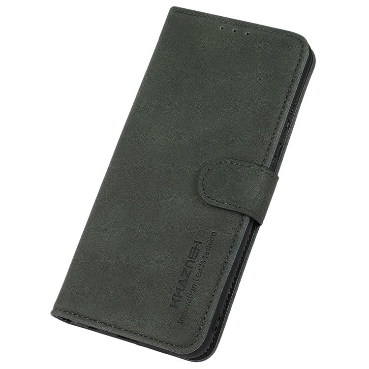 KHAZNEH For Honor 70 5G Textured PU Leather Phone Full Protection Case Magnetic Clasp Stand Wallet Cover - Green