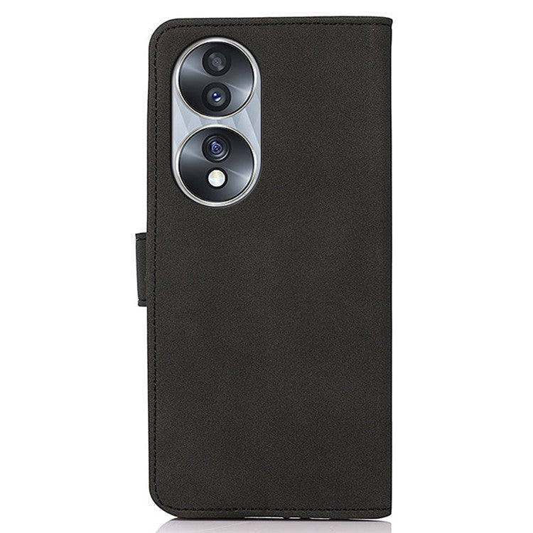 KHAZNEH For Honor 70 5G Textured PU Leather Phone Full Protection Case Magnetic Clasp Stand Wallet Cover - Black