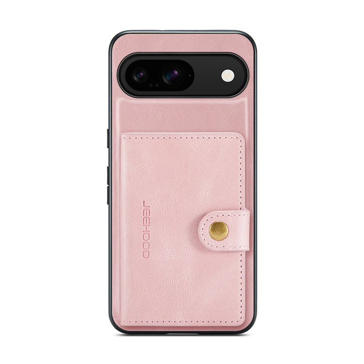 JEEHOOD J01 For Google Pixel 9 / Pixel 9 Pro Case Retro Leather + TPU Phone Cover Detachable Magnetic Card Holder - Pink