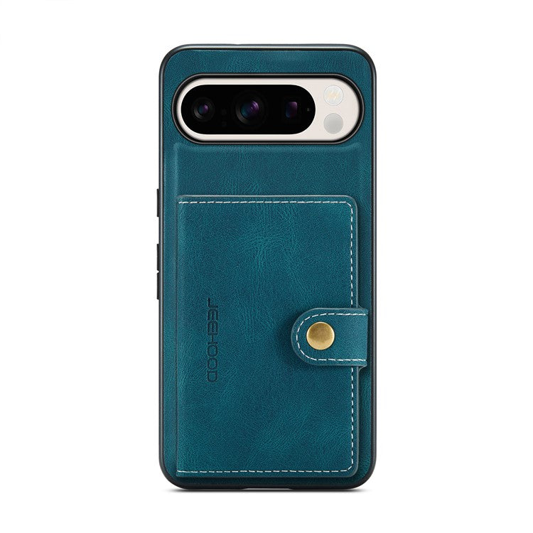 JEEHOOD J01 For Google Pixel 9 Pro XL Case Retro Leather + TPU Phone Cover Detachable Magnetic Card Holder - Blue