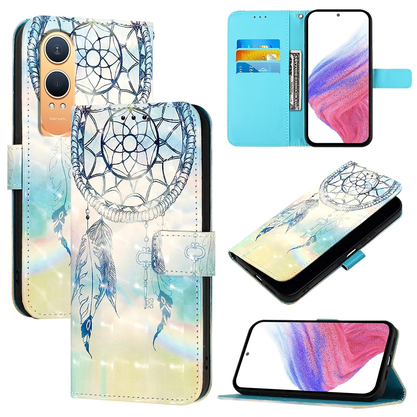 For OnePlus Nord CE4 Lite 5G Leather Case YB Pattern Printing Leather Series-2 Pattern Printing Wallet Stand Cover - Dream Wind Chime