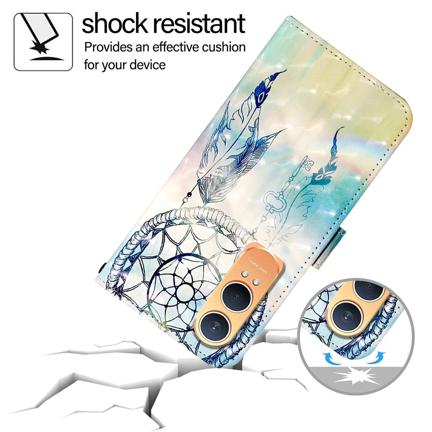 For OnePlus Nord CE4 Lite 5G Leather Case YB Pattern Printing Leather Series-2 Pattern Printing Wallet Stand Cover - Dream Wind Chime