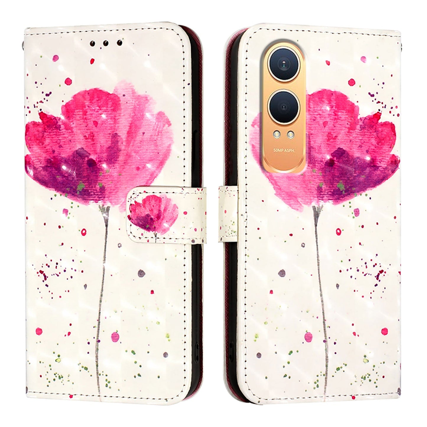 For OnePlus Nord CE4 Lite 5G Leather Case YB Pattern Printing Leather Series-2 Pattern Printing Wallet Stand Cover - Flower