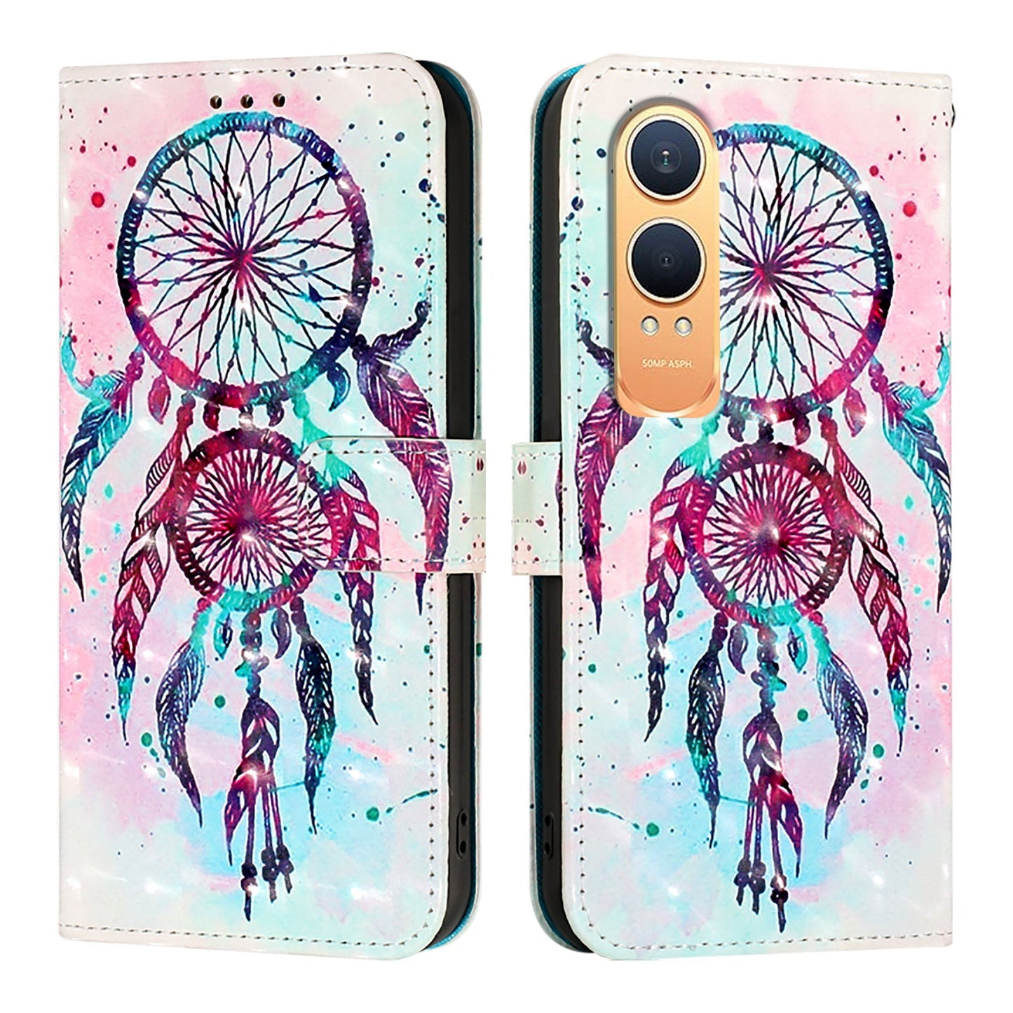 For OnePlus Nord CE4 Lite 5G Leather Case YB Pattern Printing Leather Series-2 Pattern Printing Wallet Stand Cover - Colorful Wind Chime