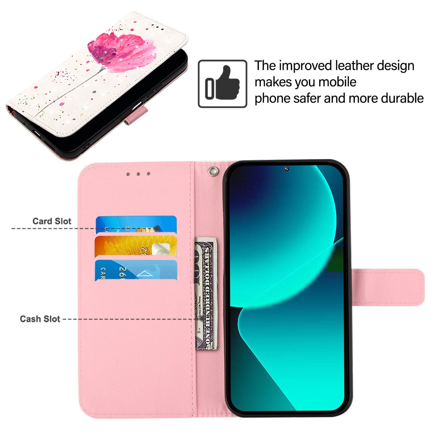 For Google Pixel 9 Pro XL Leather Case YB Pattern Printing Leather Series-2 Pattern Printing Wallet Stand Cover - Flower