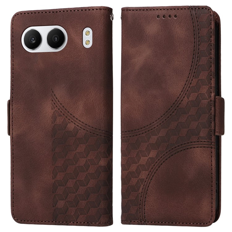 For OnePlus Nord 4 Case PU Leather Phone Cover Rhombus Starry Imprinted - Brown