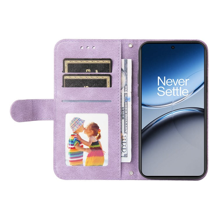 For OnePlus Nord 4 Wallet Case Skin-touch Leather Phone Cover Tree Pattern Hardware - Purple