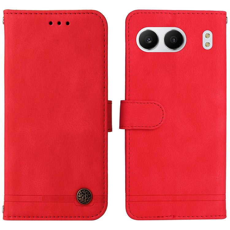 For OnePlus Nord 4 Wallet Case Skin-touch Leather Phone Cover Tree Pattern Hardware - Red