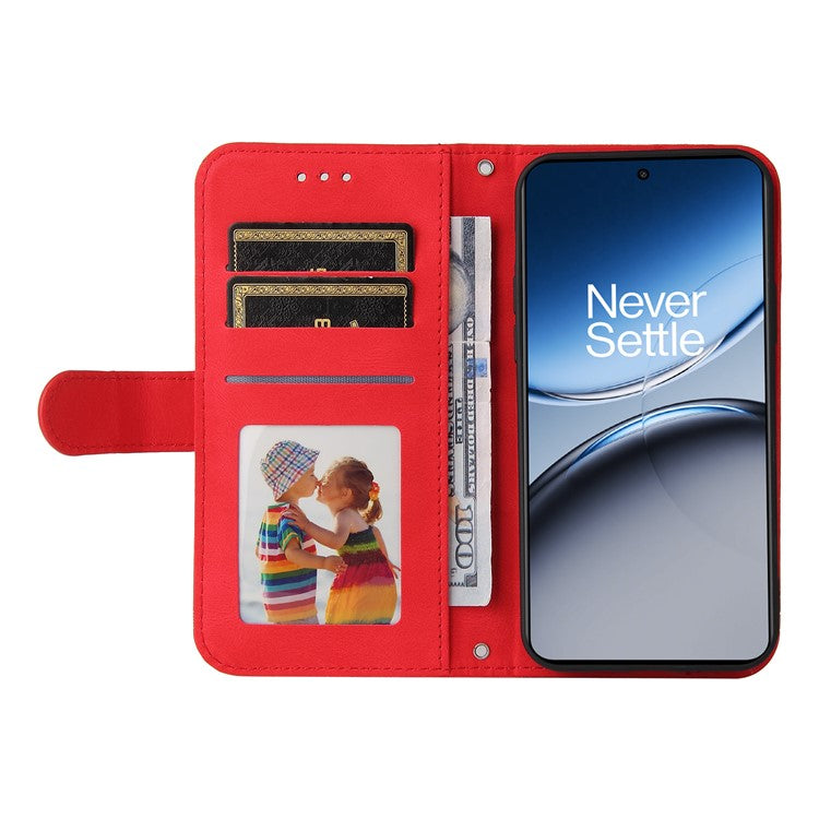 For OnePlus Nord 4 Wallet Case Skin-touch Leather Phone Cover Tree Pattern Hardware - Red