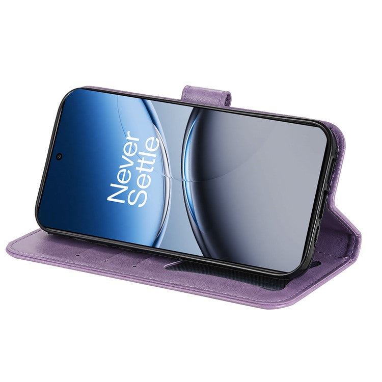 For OnePlus Nord 4 Case PU Leather Wallet Floral Phone Cover Stand View - Purple