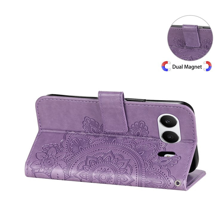 For OnePlus Nord 4 Case PU Leather Wallet Floral Phone Cover Stand View - Purple