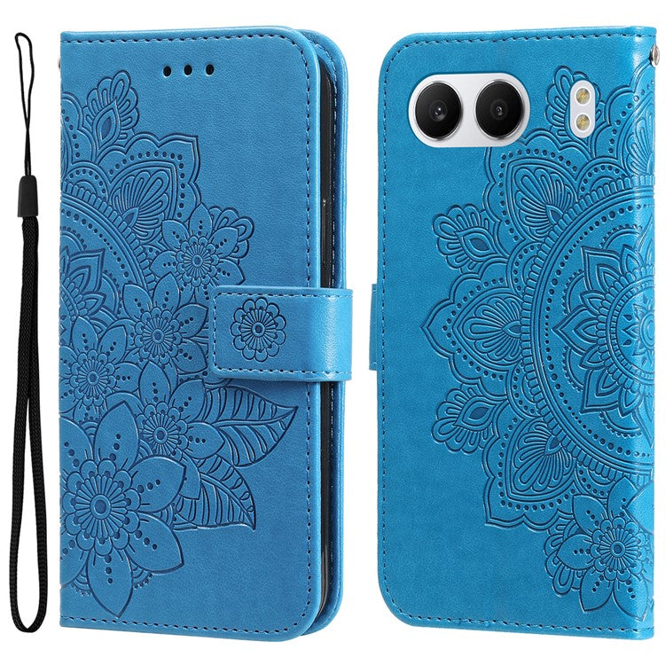 For OnePlus Nord 4 Case PU Leather Wallet Floral Phone Cover Stand View - Blue