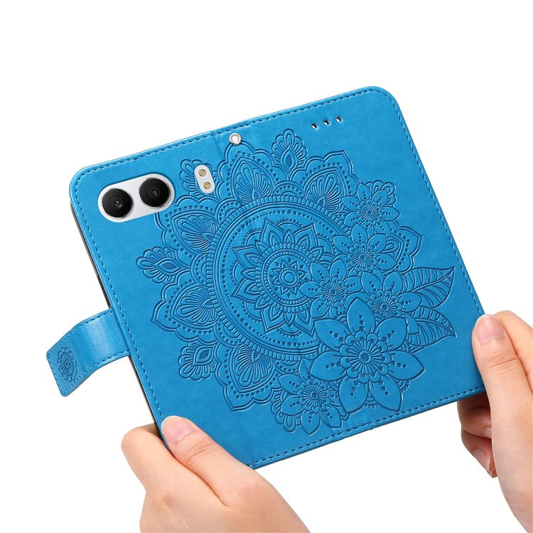 For OnePlus Nord 4 Case PU Leather Wallet Floral Phone Cover Stand View - Blue