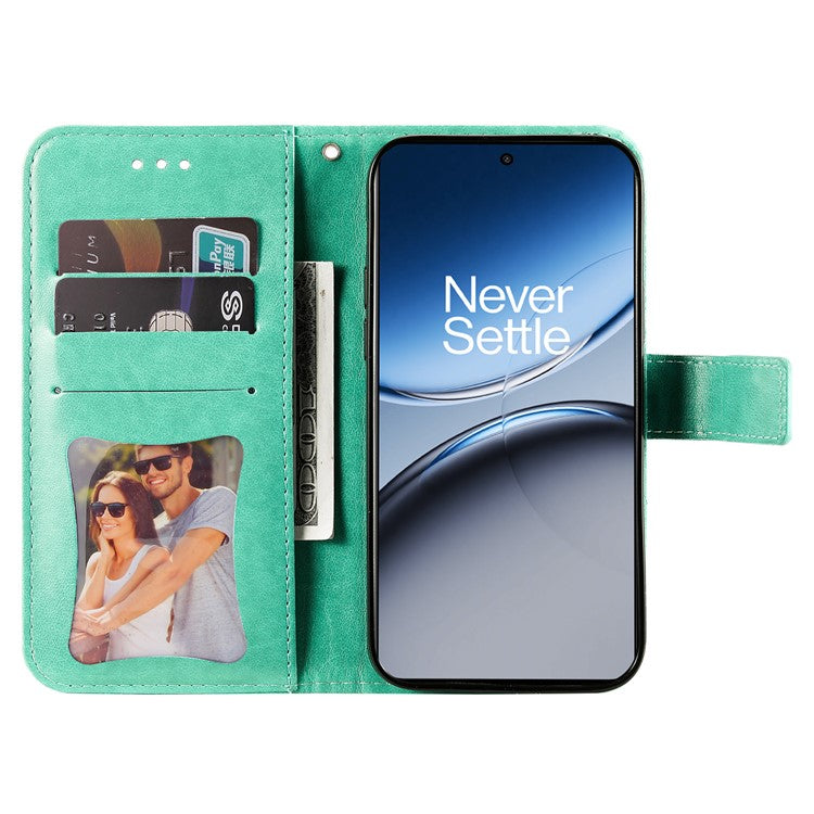 For OnePlus Nord 4 Case PU Leather Wallet Floral Phone Cover Stand View - Green