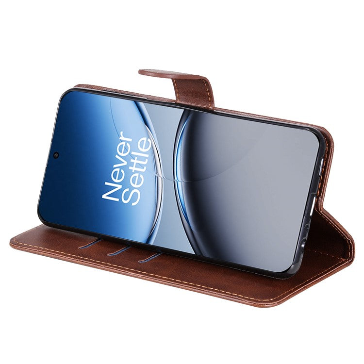 For OnePlus Nord 4 Case Zipper Wallet Calf Texture PU Leather Phone Cover - Brown