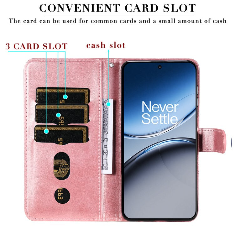 For OnePlus Nord 4 Case Zipper Wallet Calf Texture PU Leather Phone Cover - Pink