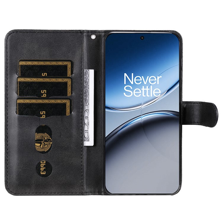 For OnePlus Nord 4 Case Zipper Wallet Calf Texture PU Leather Phone Cover - Black