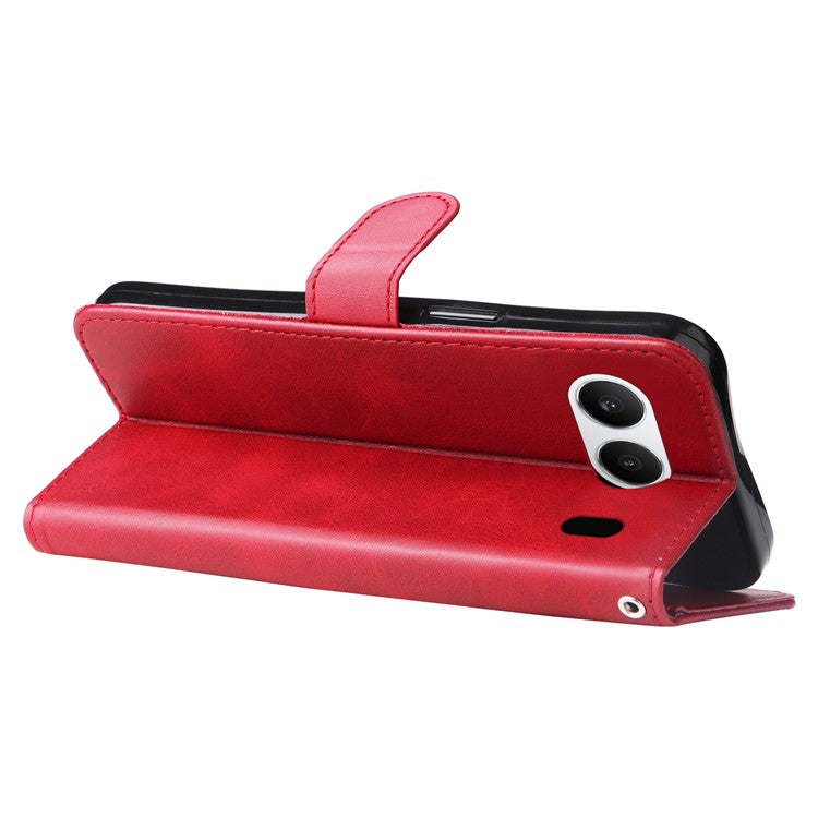 For OnePlus Nord 4 Case Zipper Wallet Calf Texture PU Leather Phone Cover - Red