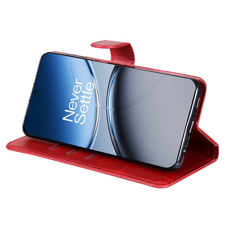 For OnePlus Nord 4 Case Zipper Wallet Calf Texture PU Leather Phone Cover - Red