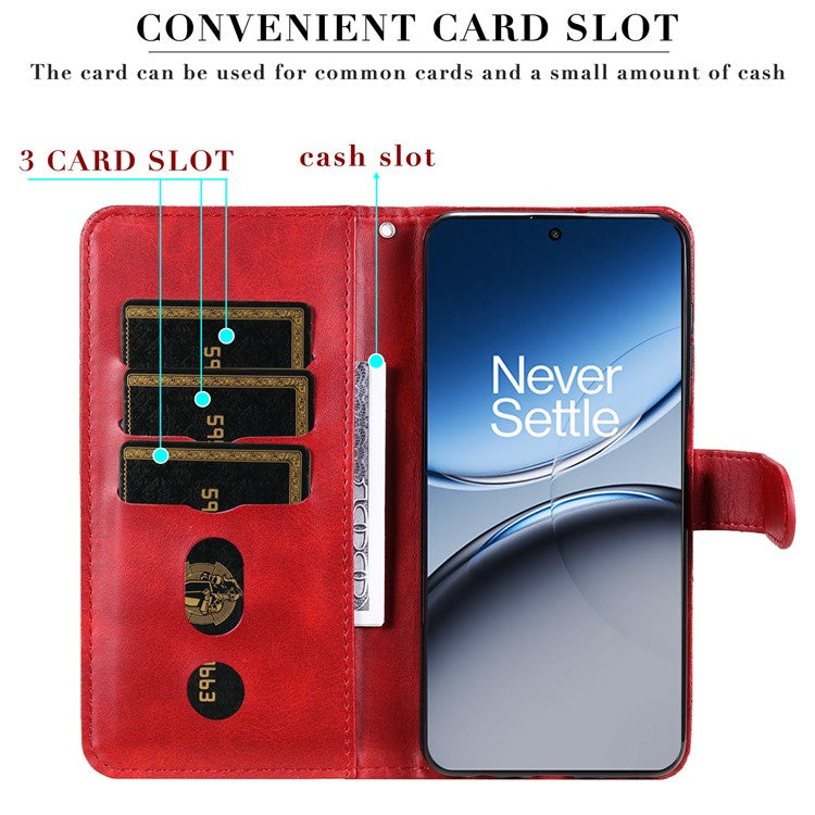 For OnePlus Nord 4 Case Zipper Wallet Calf Texture PU Leather Phone Cover - Red
