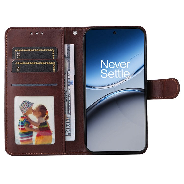 For OnePlus Nord 4 Case Wallet PU Leather Folio Flip Phone Cover - Brown