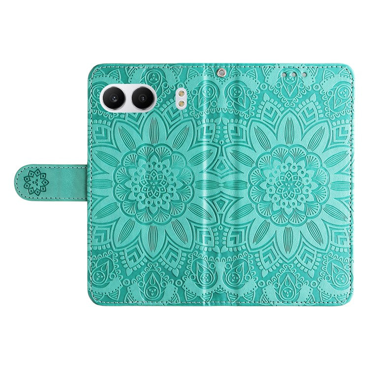 For OnePlus Nord 4 Case Sunflower Imprint Leather Wallet Phone Cover - Green