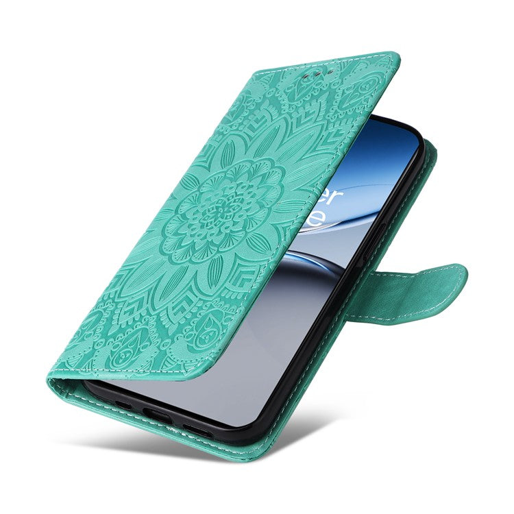 For OnePlus Nord 4 Case Sunflower Imprint Leather Wallet Phone Cover - Green