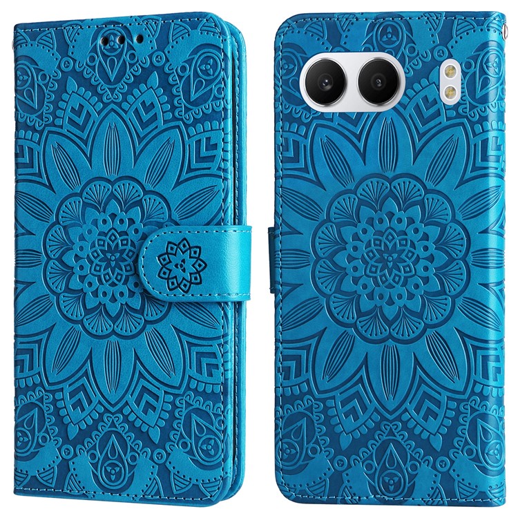 For OnePlus Nord 4 Case Sunflower Imprint Leather Wallet Phone Cover - Blue