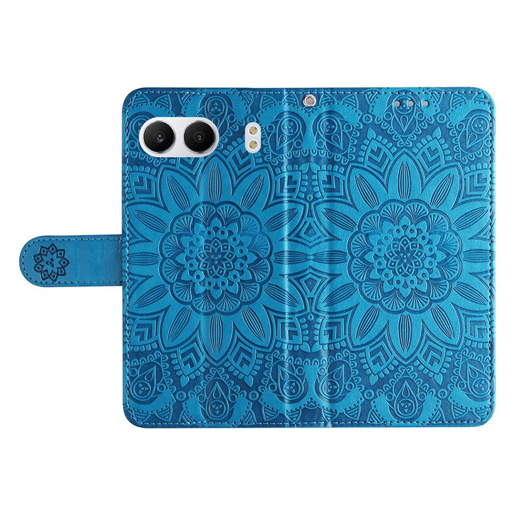 For OnePlus Nord 4 Case Sunflower Imprint Leather Wallet Phone Cover - Blue