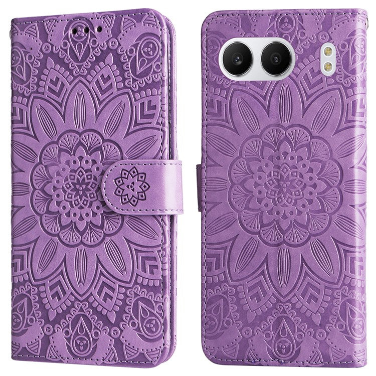 For OnePlus Nord 4 Case Sunflower Imprint Leather Wallet Phone Cover - Purple