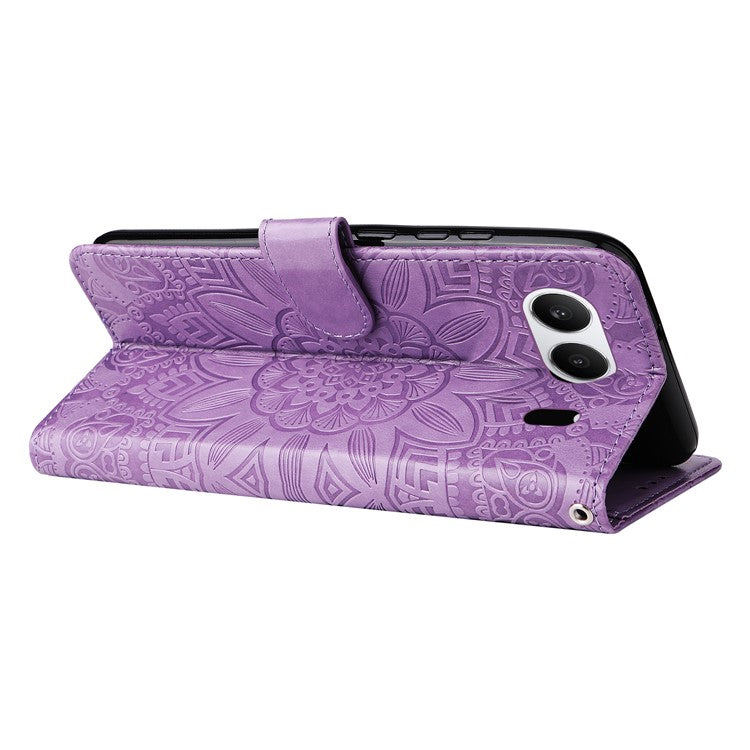 For OnePlus Nord 4 Case Sunflower Imprint Leather Wallet Phone Cover - Purple