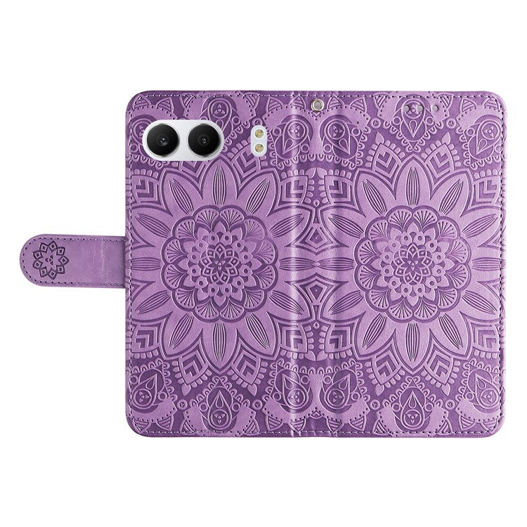 For OnePlus Nord 4 Case Sunflower Imprint Leather Wallet Phone Cover - Purple