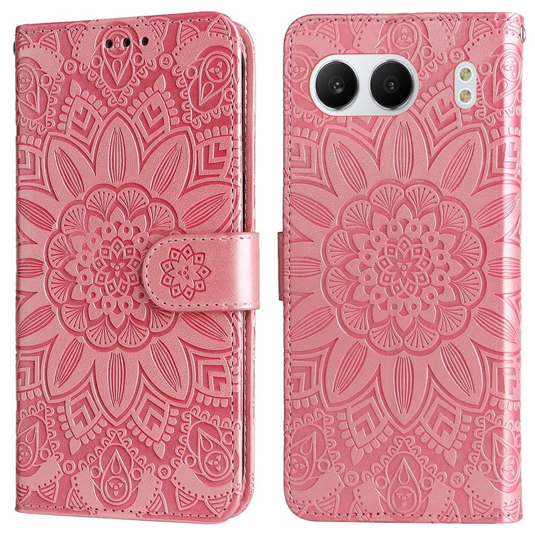 For OnePlus Nord 4 Case Sunflower Imprint Leather Wallet Phone Cover - Pink