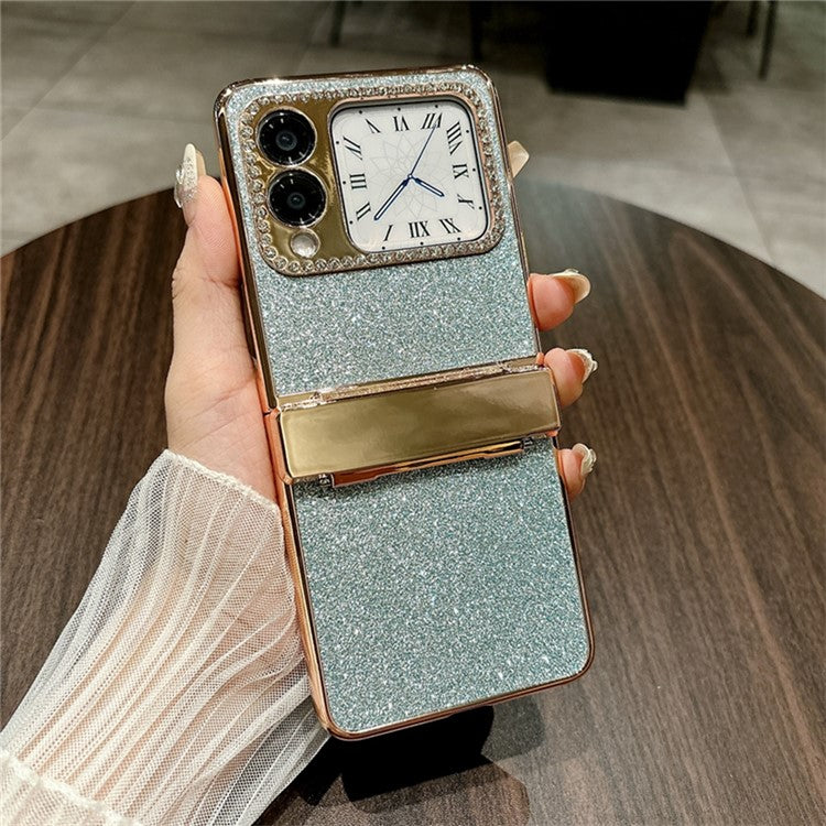 For Huawei nova Flip 5G Case Hinge Protection Rhinestone Glitter PC Phone Cover - Blue