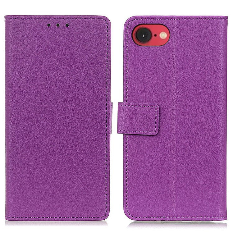 For iPhone 16e Case PU Leather Stand Wallet Phone Cover - Purple