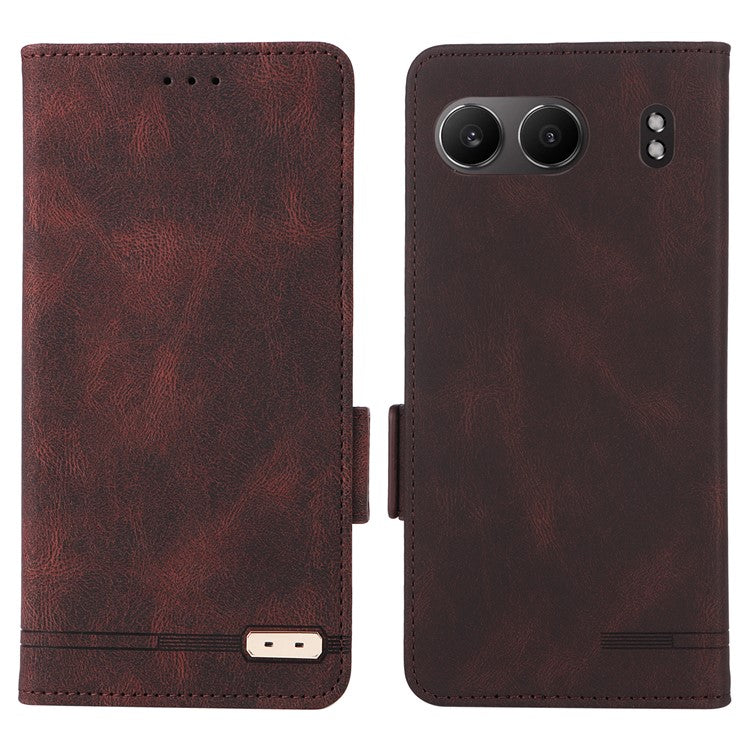 For OnePlus Nord 4 Case Leather Wallet Flip Phone Cover with Hardware Decor - Coffee