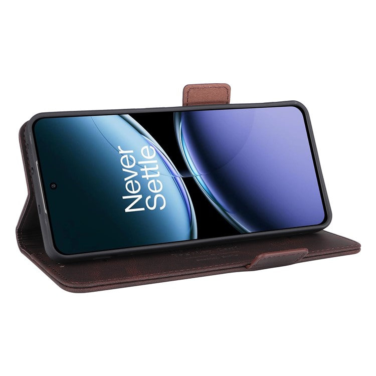 For OnePlus Nord 4 Case Leather Wallet Flip Phone Cover with Hardware Decor - Coffee