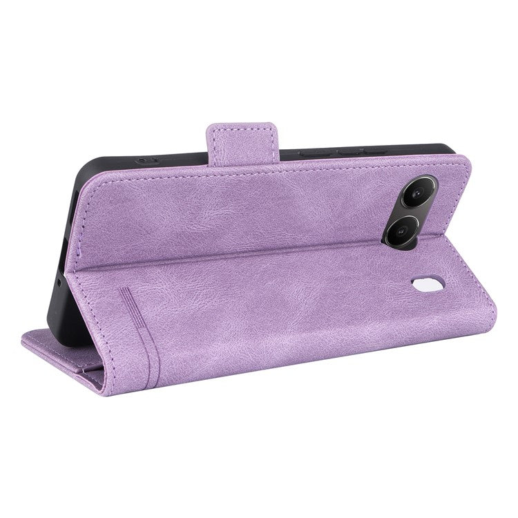 For OnePlus Nord 4 Case Leather Wallet Flip Phone Cover with Hardware Decor - Purple