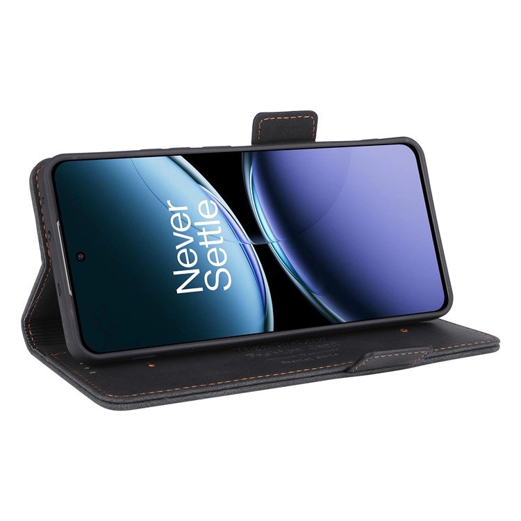 For OnePlus Nord 4 Case Leather Wallet Flip Phone Cover with Hardware Decor - Black