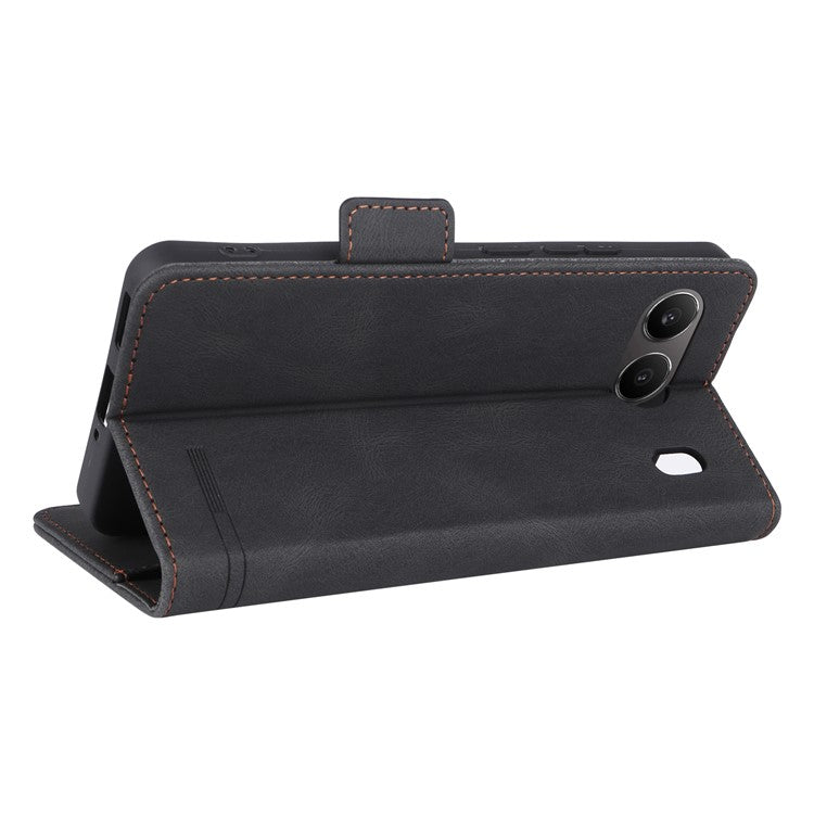 For OnePlus Nord 4 Case Leather Wallet Flip Phone Cover with Hardware Decor - Black