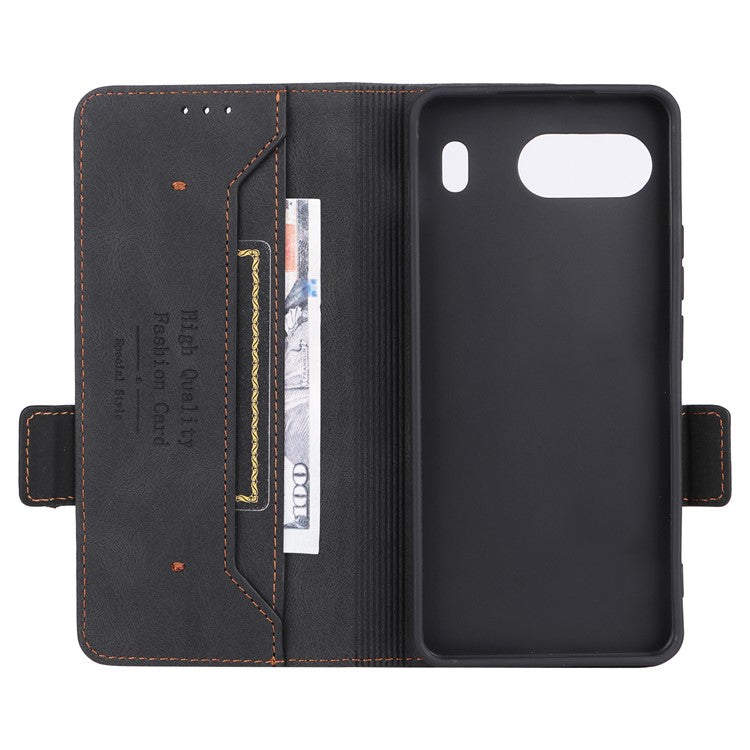 For OnePlus Nord 4 Case Leather Wallet Flip Phone Cover with Hardware Decor - Black