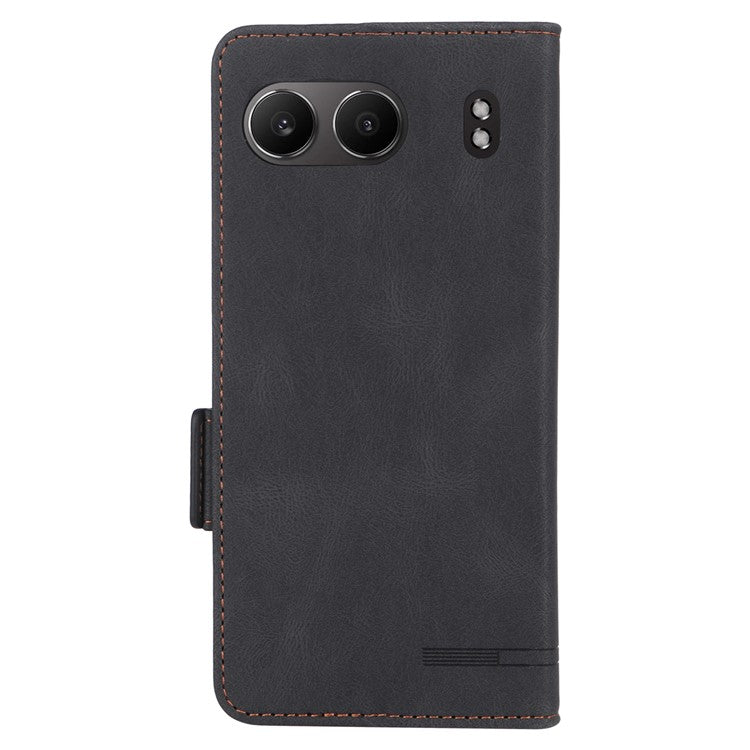 For OnePlus Nord 4 Case Leather Wallet Flip Phone Cover with Hardware Decor - Black